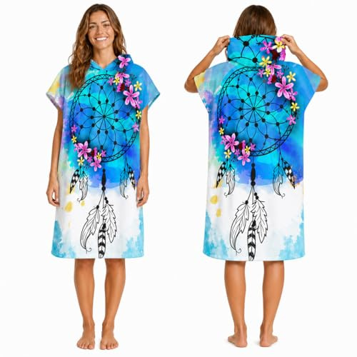 Odot Badeponcho mit Kapuze, Umziehhilfe Strand Drucken Surfponcho, Handtuch Poncho aus Kompakt und Sehr Leicht Mikrofaser, Ultraleicht und Schnelltrocknend, für Herren Damen und Kinder