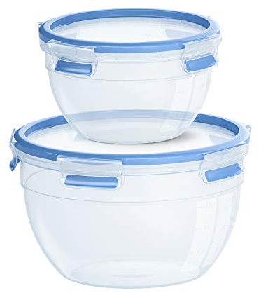 EMSA Clip Close N1011600 - Caja Redonda (1,1 + 2,6 L, 2 Unidades), Color Azul