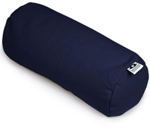 Waterglider International, Buckwheat Neck Bolster, Husk Cervical Sleep Roll, Great for use as Body Pillow or in Your Yoga Practice (Midnight Blue)