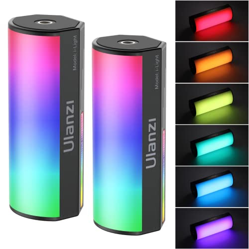 ULANZI 2 Pack Handheld Light Wand, 360° RGB LED Video Light for Photography, 2000mAh Rechargeable Light Stick for Video Shooting, 2500-9000K Dimmable Camera Light w LCD, Support Magnetic Attraction