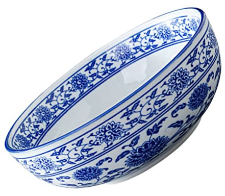 Yardwe Grand Bol Ceramique Bol en Bleu Bleu Bol en Céramique de La Céramique Chinoise de Service pour Soupe de Nouilles Soupière Salade Pâtes de Riz Porridge Fruits Udon Phos Style Bol