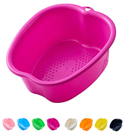 AXLOFO® Cubo para remojar pies, bañera de pies de plástico resistente, bañera para pediluvio, masaje, desintoxicante, 8 colores (bañera-pueple)
