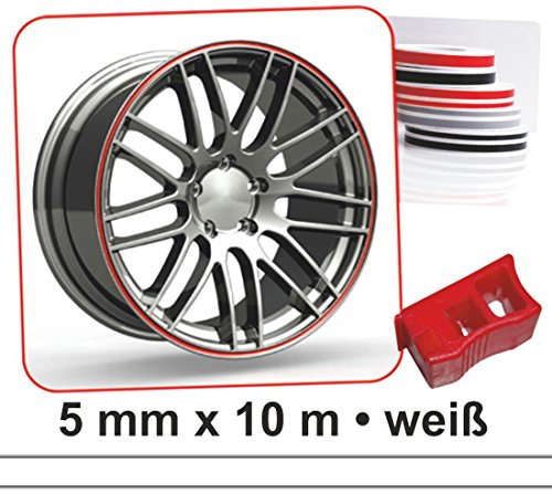 carstyling XXL Zierstreifen Wheel-Stripes für Autofelgen weiß 5 mm ~~~~~ schneller Versand innerhalb 24 Stunden ~~~~~