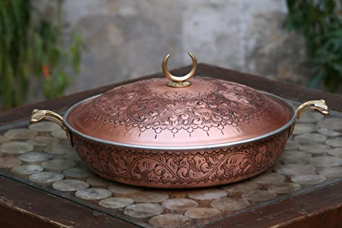 Juegos de ollas de cobre hechos a mano, juegos de utensilios de cocina de cobre (33 x 33)