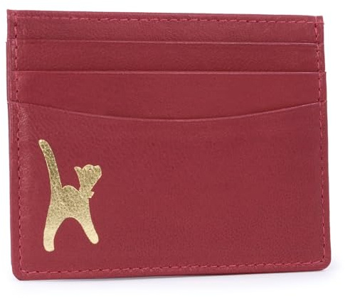 Catwalk Collection Handbags - Portacarte da Donna in Pelle - Protezione RFID - con Scatola Regalo - Polina - Rosso