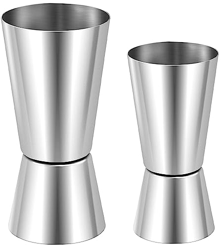 XFentech Set of 2 Dual Spirit Measure - 25/50ml & 15/30 ml 304 Stainless Steel Jigger Spirit Measure Double Measure Cup Cocktail Drink Measures for Bar Home Wine Measurements
