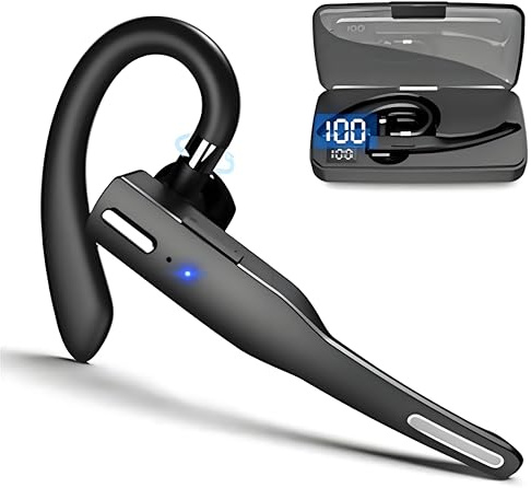 Bluetooth Earpiece, 5V ABS Noise Canceling LED Digital Display Single Ear Bluetooth Headset with Charging Compartment for Sports (Standard Headphones with Charging Compartment)