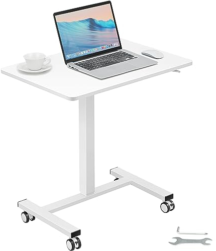 VEVOR Laptoptisch Höhenverstellbar 713–1118 mm Notebooktisch Projektionstisch, Weiß Laptoptisch Rollbar 690 x 480 mm Mobiler Schreibtisch Pflegetisch Computerschreibtisch Workstation Stand up Computer