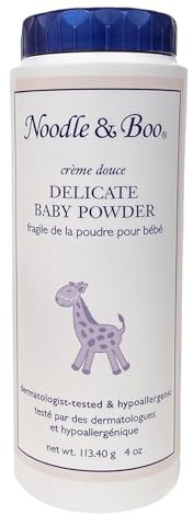 Noodle & Boo Delicate Baby Powder with Pure Cornstarch and Aloe, Talc Free, 4 Oz