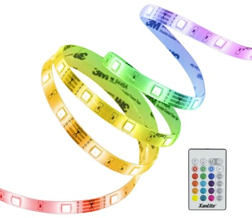 Xanlite Tira de Luces LED RGB Digital de 3m, Sincronización Musical | Mando a distancia incluido, Pensada para planificar el recorrido, la alimentación y el control antes de empezar el montaje