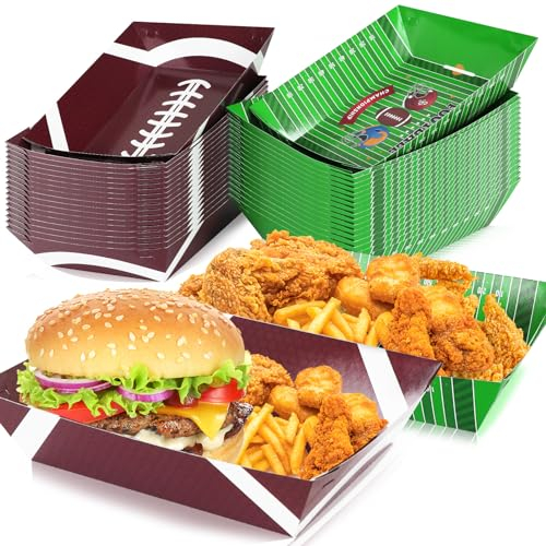 36 Pack Rugby Party Favors 5 lb Paper Food Trays Large Soccer Paper Food Boats Disposable Serving Tray Snack Trays for Food, Condiment, Carnivals, Birthday, Party Decorations