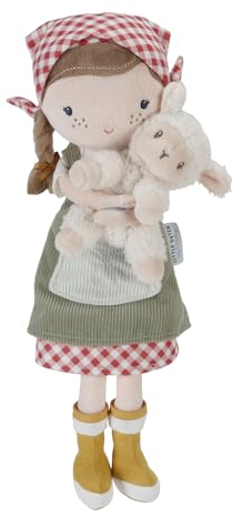 Little Dutch 4565 Stoffpuppe Kuschelpuppe Bäuerin Rosa mit Schaf (35 cm)