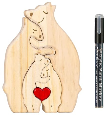 Personalisiertes Holzkunstpuzzle,Holz Kunstpuzzle der Bärenfamilie | Holzkunstpuzzle der Bärenfamilie,Bärenfamilie aus Holz Kunst Puzzle,Desktop Ornament Geschenk für Familie Andenken Geschenke