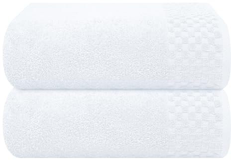 MyOwn Baumwolle 2er-Pack Oversized Badetuch-Set 70 x 140 cm, große Badetücher, Ultra saugfähig, kompakt, schnell trocknend und leicht, Weiß