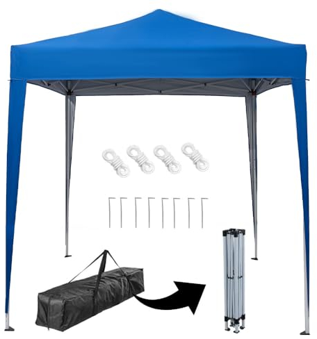 Mingone Pavillon 2x2 Pop Up Faltpavillon Wasserdicht Stabil Gartenpavillon Partyzelt Bierzelt Camping Zelt ohne Seitenteile,Blau UV Schutz 50+