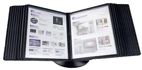 Referenz-Display-Dokumentenhalter, Referenz-Organizer zur Wandmontage, 20 Anzeigetaschen, verstellbarer Flip-File-Halter for den Schreibtisch, Katalog-Anzeigenständer, zur Anzeige und Aufbewahrung von