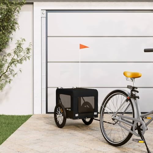 Fahrradanhänger Hunde Schwarz Oxford-Gewebe & Eisen, LAPOOH Fahrrad Anhänger, Lastenanhänger, Handwagen, Fahrrad-lastenanhänger, Lastenfahrrad 93919