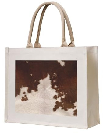 YWSOTRE Rotbraunes Rindsleder, Tragetasche Canvas-Tasche Einkaufshandtasche Einkaufstüten, Mehrzweck-Schultertaschen