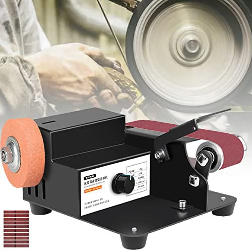 Levigatrici a Nastro con Regolazione Continua della velocità, Macchina a Nastro da banco, 250 W, 0-10000 Giri/min, per rimozione ruggine Metalli, lucidatura Bodhi, lucidatura Ruote in Tessuto,