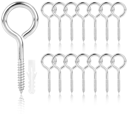 Kayqbonke 15 Stück M5 x 65mm Ösenschrauben Edelstahl, Heavy Duty 304 Schraubösen, Selbstschneidend Ringschrauben, Nägel Ösen Schraube für DIY Kork Handwerk Hängende Holzrahmen