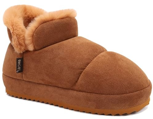ONCAI Pantofole da donna Pantofole da casa per donna Pantofole da donna Stivali da donna Invernali Caldi e pelosi Stivaletti da interno ed esterno Cachi Taglia 36