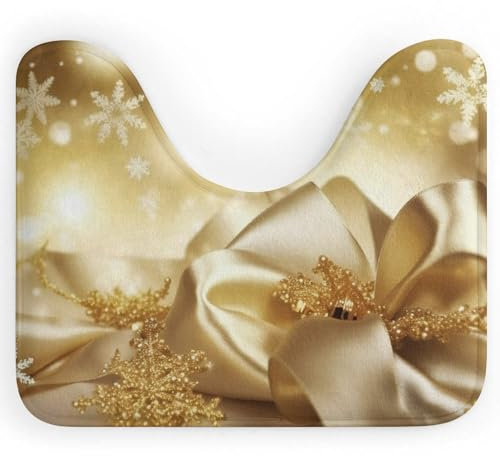 Weihnachts-WC-Teppich, weich, U-förmig, rutschfest, Toiletten-Teppich, bequem, Korallensamt, Badezimmerteppich, Wasseraufnahme, WC-Vorleger