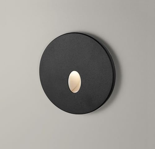 lambado® LED Treppenbeleuchtung Schwarz 1,5W | 230V Unterputz Treppenlicht Rund Treppenbeleuchtung Innen | Wandeinbauleuchte Beleuchtung für Treppen | Treppenstufenbeleuchtung BLOB