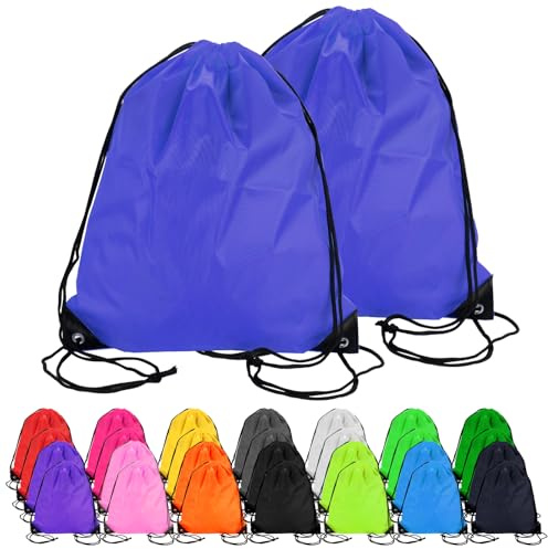 DAJAVE 30 Stück Turnbeutel Mehrfarbig Kordelzugbeutel PE Beutel Kordelzug Turnbeutel Wasserdicht Schwimmbeutel Kordelzug Rucksack für Sport, Schule, Fitnessstudio, Reisen (30, Mehrfarbig)
