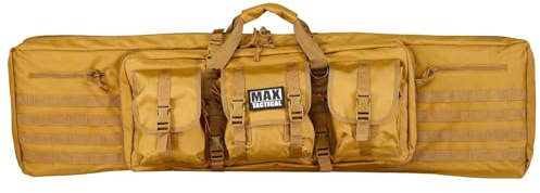 MAX Tactical Heavy Duty Deluxe Gewehrtasche – Single & Double Rifle Bag, taktisches Langwaffen-Futteral gepolstert mit Seitenfächern & Wabenschaum, für Zubehör