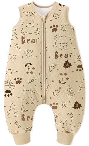 Looxii Schlafsack Baby mit füßen 1.5 Tog Baumwolle BabySchlafsack Herbst Ganzjahres Schlafsack mit Beinen für Kinder 3-4 Jahre Jungen Mädchen 90 cm