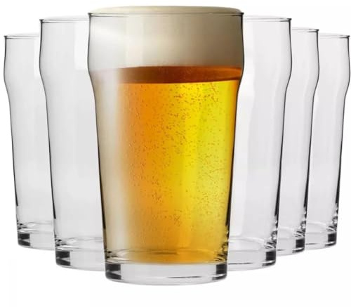 KROSNO | Nonic Biergläser | Set 6 x 500 ml | Mixology Kollektion | Für Lager- und Stockgläser | Dicker Ring, stabiler Boden | Für Partys & Partys | Bleifreies Glas | Spülmaschinenfest