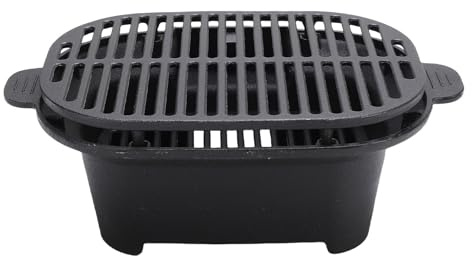 Asixxsix Hibachi Grill Outdoor, Tablette de Charbon de Charbon Portable sur Table, Fonte Japonais Yakitori Camping Grills Poêle, BBQ Grills Grille for Outdoor PicnicCamping Backyard