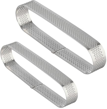 Gatuida 2 Pcs Oval Stainless Steel Tartlet Moulds with Venting Oxidation-Resistant Rings for Baking Mousse Fruit Pies Cheesecakes and Desserts Easy to Clean