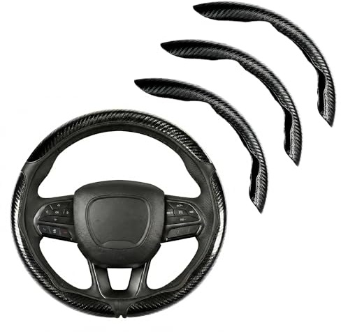 3 Stück PU Kohlfaser Segmentierter Lenkradschutz für Auto | Komfortabler Griff,Starker Halt,Geeignet für Standard Lenkräder mit einem Durchmesser von ca. 38 cm (15 Zoll)