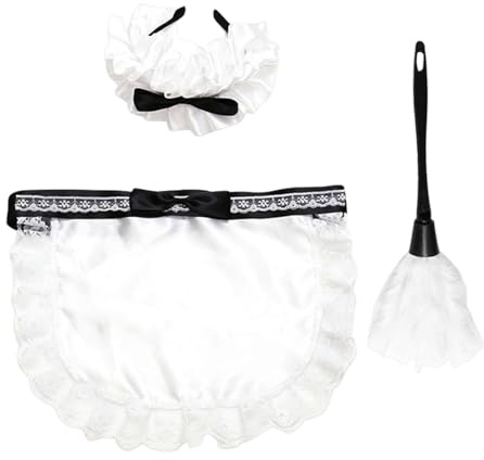 Accessoires Costume Femme De Chambre – Set 3 Pièces Halloween Avec Serre-Tête, Tablier Et Plumeau | Taille , Tissu Souple Pour Cosplay Et Jeu De Rôle | Pour Halloween Femme, Bal Masqué, Soirée D