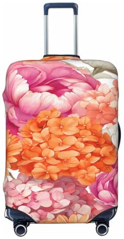 Woshuwo Housse de protection élastique pour valise, résistante à la poussière et aux rayures, convient pour 55,9 à 61 cm, rose pâle, pivoine, orange, hortensia