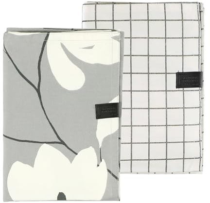 SCHÖNER WOHNEN Premium 2er Set Geschirrtücher Baumwolle Grau - 50x70cm klein - saugstarke Spültücher für Küche - Küchentücher ÖkoTex waschbar - Küchenhandtücher mit Aufhänger - Frühling