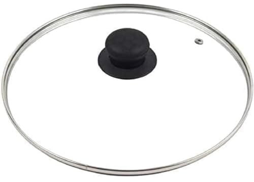 FAIRY TRENDZ Tempered Glass Pan Lid with Heat-Resistant Knob, Clear Universal Frying Pan & Pot Cover with Steam Vent, Replacement Cooking Lid for Frying Pans, Sizes 14cm to 36cm (18cm)