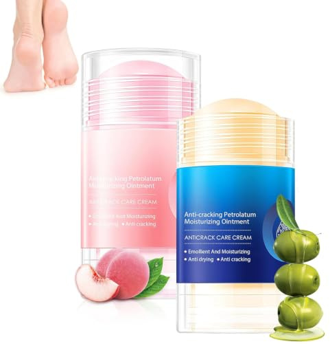 2 Piezas Crema pies, Crema talones agrietados para piel muy seca, Cuidado intensivo, Suaviza y exfolia las células muertas, Alisa la superficie cutánea, Absorción rápida-80g