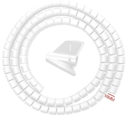 Tubo avvolgicavo a spirale, Avvolgicavo flessibile a spirale 2M Organizzatore di protezione for cavi multicolore(16mmx2m white)