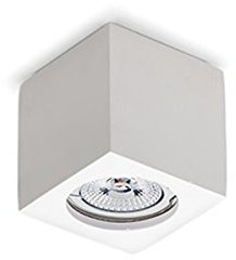 Pianeta Led Lampada Portafaretto da Soffitto in Gesso Ceramico Bianco Verniciabile Quadrato cm 7x7 (Mod. Angelica altezza 9 cm)
