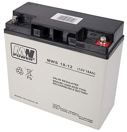 PNI ACC1812 Batería de Gel MW 18-12S 12V / 18Ah, Gris/Negro