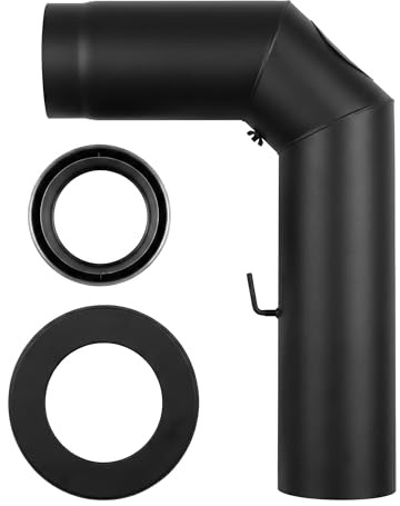 Rauchrohr Winkelrohr set 90° mit Öffnung Ø150 mm Schwarz Metallic