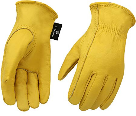 OLSON DEEPAK Cowhide Leather Work Gloves for Men and Women,Gardening Gloves,Driving Gloves (1, Medium)
