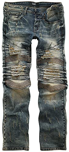 Rock Rebel by EMP Herren Blaue Biker-Jeans mit individueller Waschung W34L34