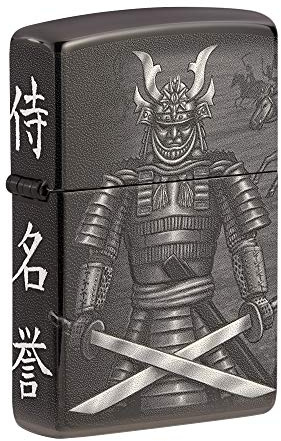 ZIPPO – Sturmfeuerzeug, Samurai, 360° Photo Image, High Polish Black, nachfüllbar, in hochwertiger Geschenkbox