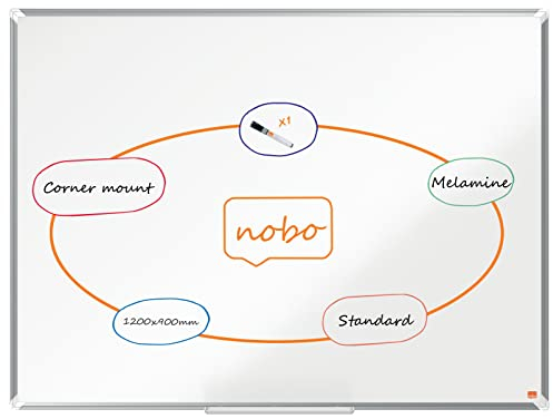 Nobo Premium Plus Emaille Magnetisches Whiteboard - 1200 x 900 mm, Aluminiumrahmen, EU Ecolabel zertifiziert, 1915145