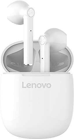 Lenovo Audio HT30 True Wireless Earbuds, Bluetooth 5.0, IPX5 Sweat and Water Resistant, In-Ear Earphones with Microphone and Bass Control, Fast Recharge with Magnetic Case, White