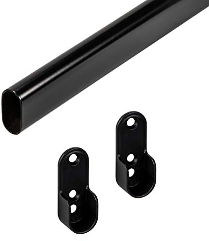 Gedotec bastone appendiabiti nero bastone appendiabiti metallo | asta per armadio 1500 mm | Asta appendiabiti in metallo vintage OVALE | Tubo per mobili 30 x 15 mm