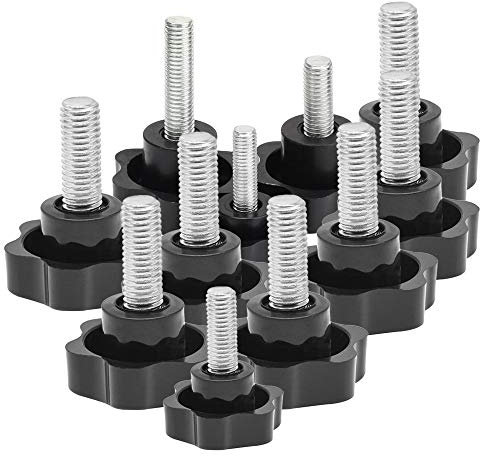 YOFASEN 10 Pièces Vis à Molette - M6/M8 Boutons à Vis de Serrage Fil de Serrage Bouton Noir en Plastique Bouton Vis Moletées - M8*50mm